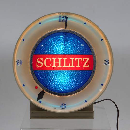 Vintage Schlitz Lighted Beer Sign Clock image number 1