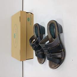 Women's Black Leather Heeled Sandals Size 6.5 w/Box