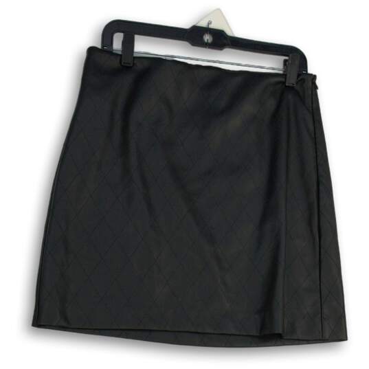 Loft Womens Black Diamond Flat Front Side Zip Short A-Line Skirt Size 8 image number 1
