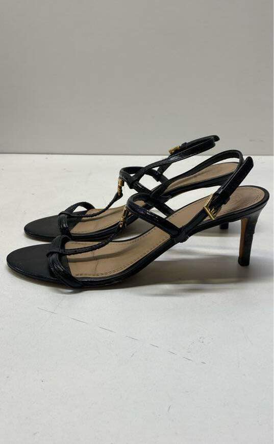 Tory Burch Leather Strappy Heels Black 7.5 image number 2