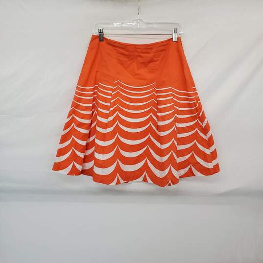 Boden Orange & White Cotton Lined A-Line Skirt WM Size 6R image number 1