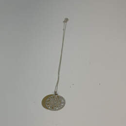 Designer Stella & Dot Silver-Tone Link Chain Circle Pendant Necklace w/ Box