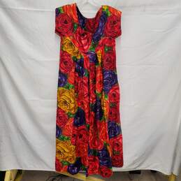 VTG 80's Island Casual Kaftan Multi-Color Floral Maxi Dress Size MM alternative image