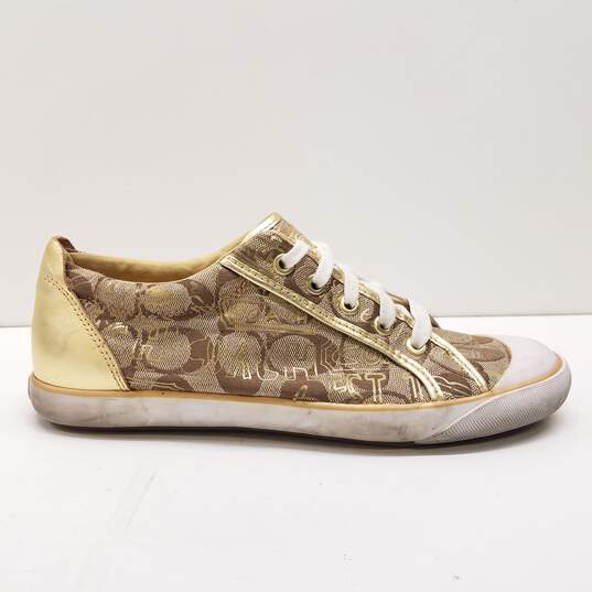 Coach Shoes Womens 9.5 Barett Signature Print Sneakers Tan Canvas