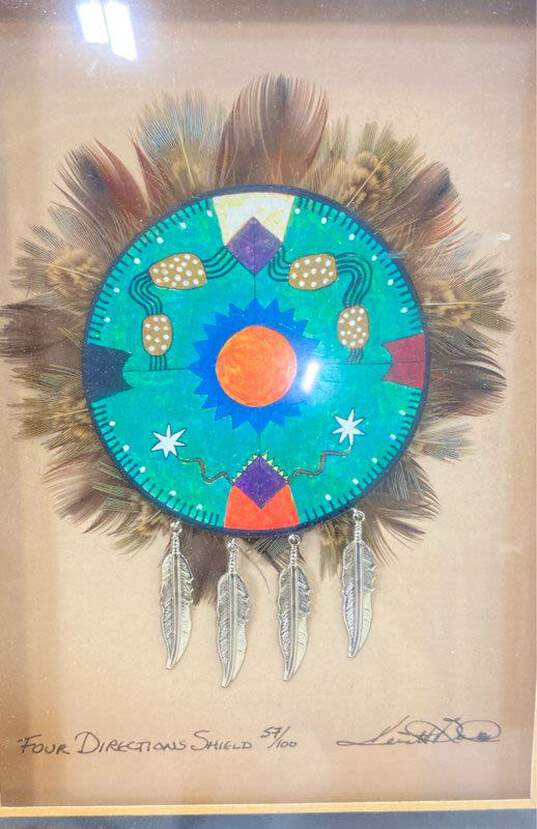 Four Directions Shield Native American Shadow Box Wall Art Signed Kenneth Banks image number 4