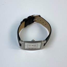 Designer Skagen Silver-Tone Black Leather Strap Rectangle Quartz Wristwatch alternative image