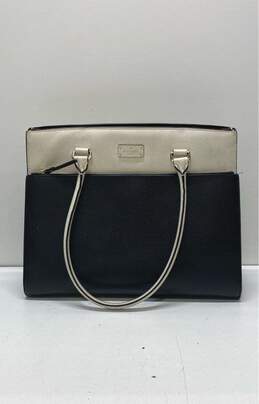 Kate Spade White & Black Leather Grove Street Caley Satchel Handbag