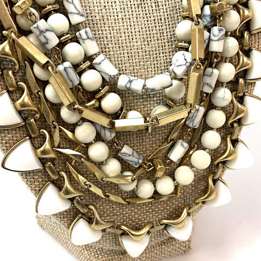 Designer Stella & Dot Gold-Tone Multi Strand Beaded Statement Necklace image number 5