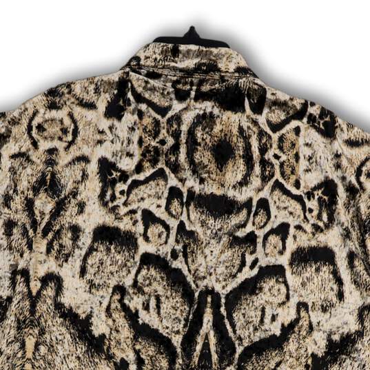 NWT Womens Black Brown Animal Print Collared Button Front Blouse Top Size S image number 4