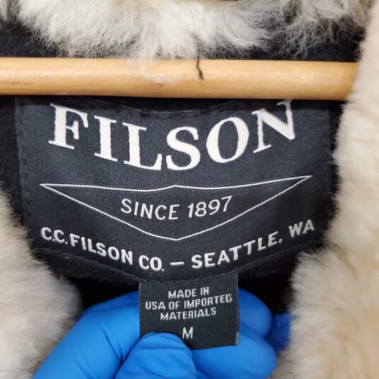 Filson Black Wool Mackinaw Full Button-Up Trapper Coat WM Size M image number 3