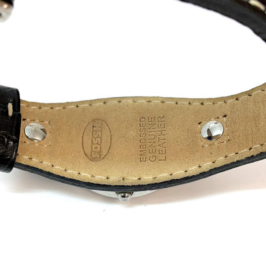 Designer Fossil Silver-Tone Leather Adjustable Strap Analog Wristwatch image number 5