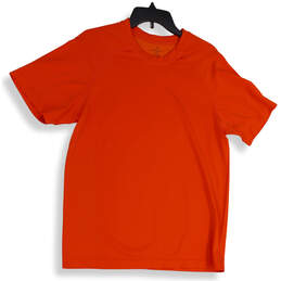 Mens Orange Crew Neck Short Sleeve Regular Fit Pullover T-Shirt Size Large
