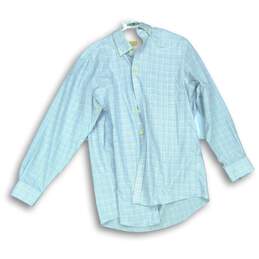 Michael Kors Mens White Blue Yellow Print Long Sleeve Shirt Size M