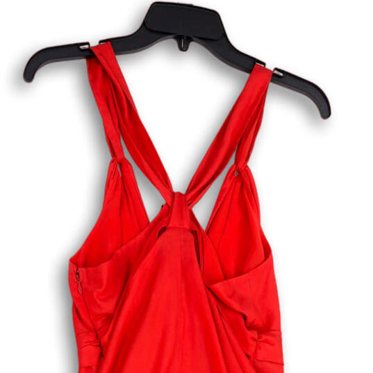 Womens Red V-Neck Sleeveless Stretch Knee Length Sheath Dress Size 10 image number 4