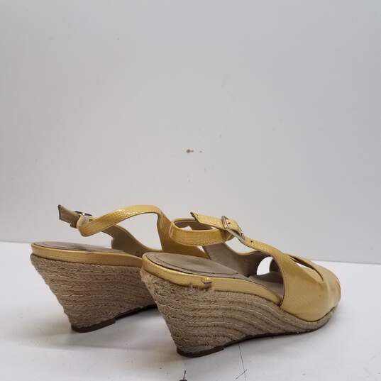Cole Haan Gold Patent Leather Espadrille Sandal Wedge Shoes Size 9.5 B image number 4