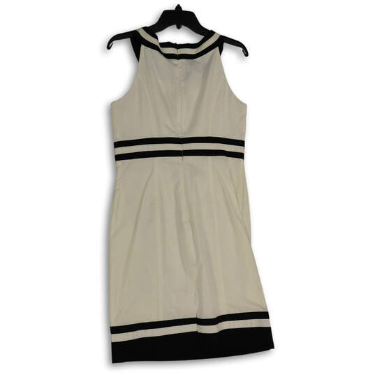 Womens White Black Halter Neck Sleeveless Back Zip Mini Dress Size 10 image number 2
