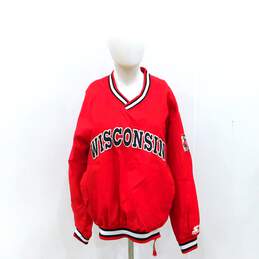 Vintage Starter UW Wisconsin Badgers Red Pullover Jacket Size Medium
