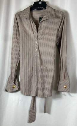 NWT BCBG Maxazria Womens Multicolor Striped Long Sleeve Button-Up Shirt Size M