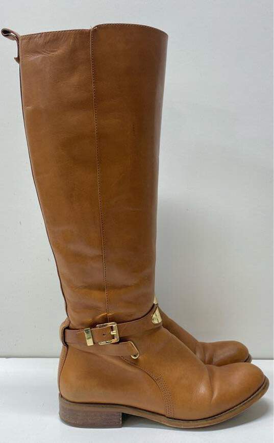 Michael Kors Leather Arley Riding Boots Luggage 7 image number 4