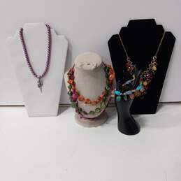 4pc Bundle of Faux Magenta and Green Tone Costume Jewelry