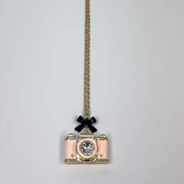 Designer Betsey Johnson Gold-Tone Rhinestone Camera Pendant Necklace alternative image