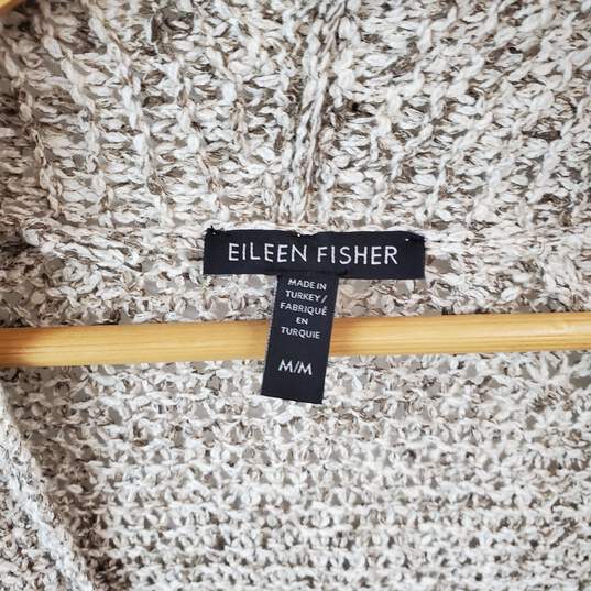 Eileen Fisher Beige Oatmeal Knit Open Cardigan in Women's Size Medium image number 3