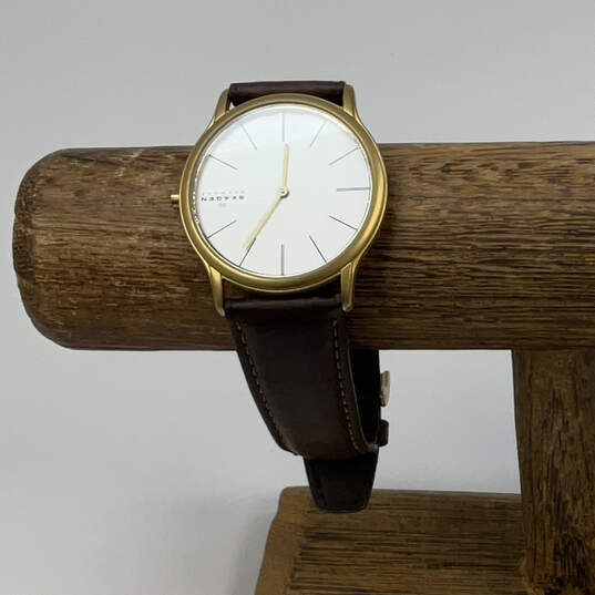 Designer Skagen Denmark Gold-Tone Dial Adustable Strap Analog Wristwatch image number 1