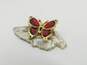 14K Yellow Gold Guilloche Enamel Butterfly Brooch 3.0g image number 1
