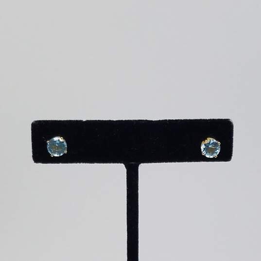 14k Gold Blue Topaz Post Stud Earrings 1.0g image number 1