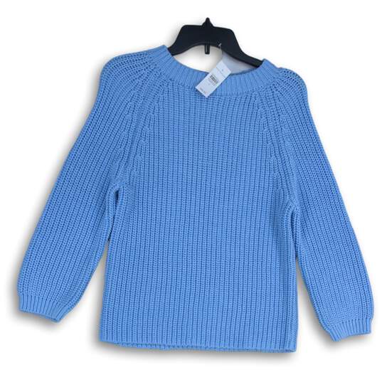 NWT Ann Taylor Womens Blue Knitted Long Sleeve Crew Neck Pullover Sweater Size S image number 1