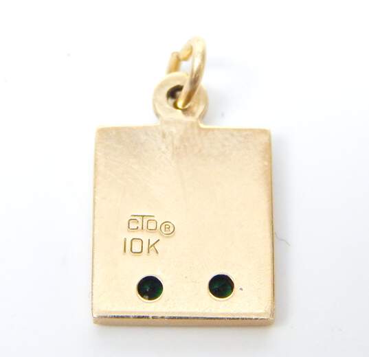 10K Yellow Gold Emerald Company Logo Charm Pendant 2.3g image number 4