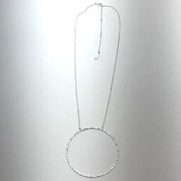 Designer Stella & Dot Silver-Tone Hammered Texture Circle Pendant Necklace alternative image