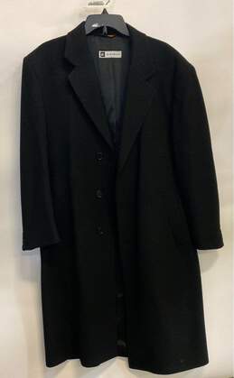Bachrach Mens Black Pocket Notch Lapel Collar Long Sleeve Overcoat Size 42S