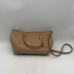 Coach Womens Tan Leather Logo Charm Inner Pocket Zipper Satchel Bag Purse alternative image