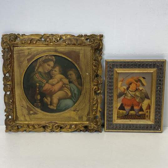 Lot of 2 Renaissance Portraits Arcángel, Madonna by Fernando Botero, Raphael image number 1
