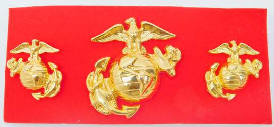 Vintage Goldtone US Navy Eagle Globe & Anchor Pins Set 35.1g image number 1