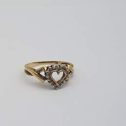 10k Gold Melee Diamond Open Heart Sz 6 1/4 Ring 2.2g