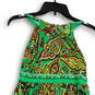Womens Green Paisley Sleeveless Halter Neck Knee Length A-Line Dress Size P image number 4