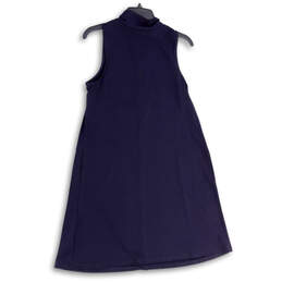Womens Blue Sleeveless Mock Neck Quarter Zip A-Line Dress Size Medium alternative image