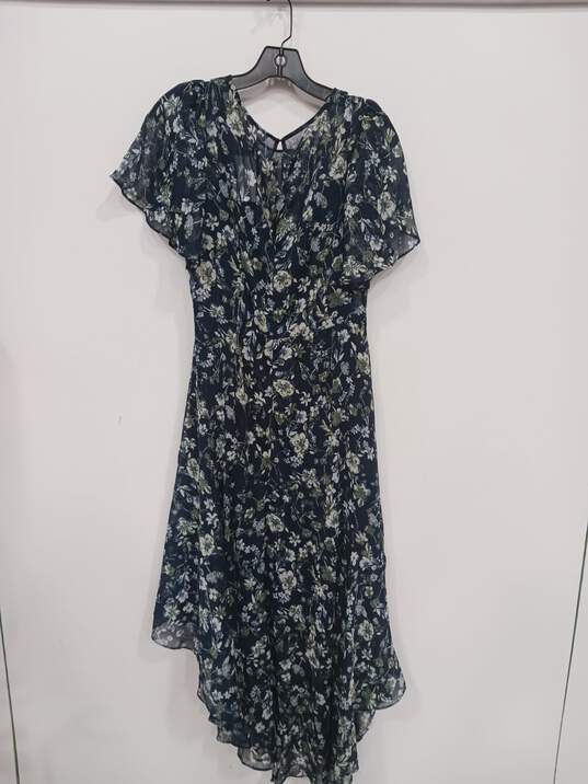 ASTR Women's Flutter Sleeve High Low Blue Floral Print Maxi Dress Size M image number 2