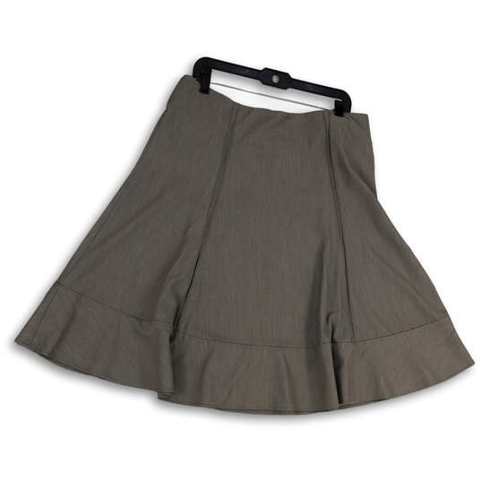Womens Gray Pleated Regular Fit Pull-On Knee Length A-Line Skirt Size 14 image number 1