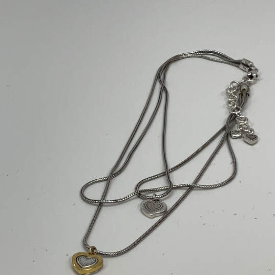 Designer Brighton Two-Tone Triple Strand Heart Shape Pendant Necklace image number 2