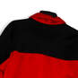 Mens Red Black Fleece Long Sleeve Collared Pockets Full-Zip Jacket Size M image number 4