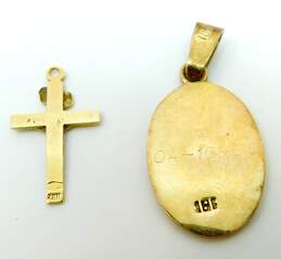 18K Yellow Gold Crucifix & Figural Religious Pendants 2.4g alternative image