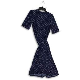 NWT Anne Klein Womens Navy White Polka Dot Back Zip Fit & Flare Dress Size 10 alternative image