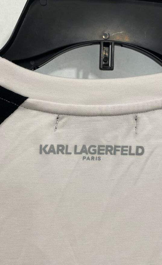 NWT Karl Lagerfeld Mens White Black Short Sleeve Crew Neck T-Shirt Size Large image number 3