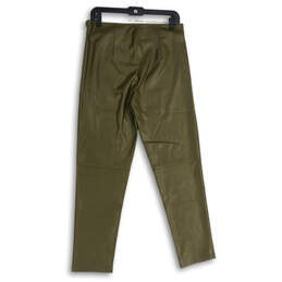 NWT Womens Olive Leather Flat Front Straight Leg Ankle Pants Size 8 alternative image