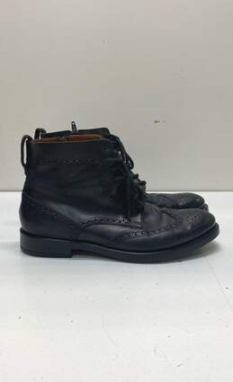 SAX Italy Black Leather Wingtip Lace Up Zip Ankle Boots Men's Size 9.5