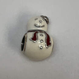 Designer Pandora 925 ALE Sterling Silver White Happy Snowman Beaded Charm alternative image