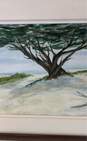 Cypress Tree at the Coast Watercolor Signed. Contemporary Matted & Framed image number 4